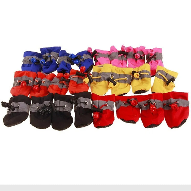 4pcs Waterproof Anti-slip Pet Dog Shoes for Small Cats & Dogs