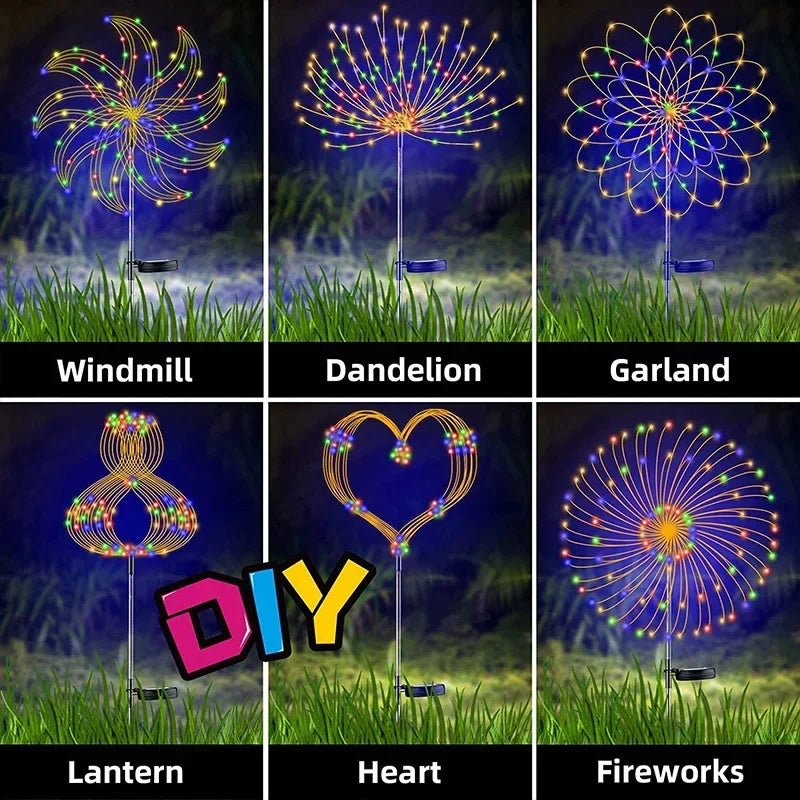 Solar LED Firework Fairy Lights - Outdoor Garden Décor