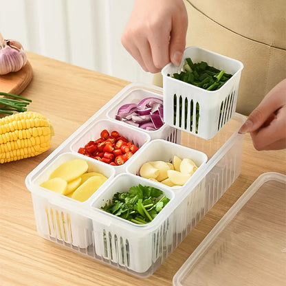 Refrigerator Storage Box: Clear Crisper Organizer for Food, Vegetables, and Fruits