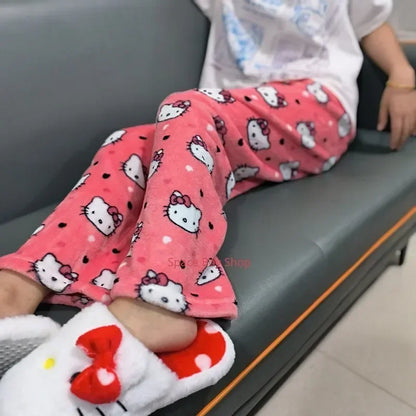 Hello Kitty Fleece Pajama Pants: Soft, Kawaii Anime Trousers for Women