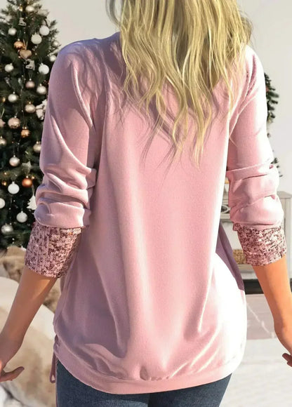 Sequin Blouse: Elegant O Neck Long Sleeve Top (6 Colors)