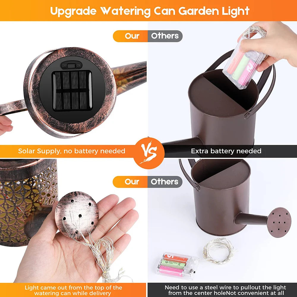 Solar Watering Can Light: Hanging LED Lamp for Outdoor Garden Decor