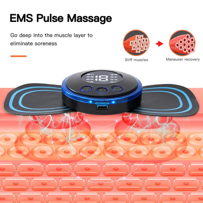 Neck Massager with EMS Muscle Stimulation: Electric Cervical Massage Patch for Pain Relief