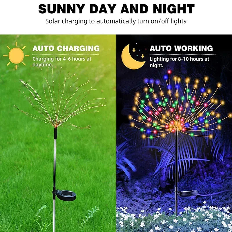 Solar LED Firework Fairy Lights - Outdoor Garden Décor