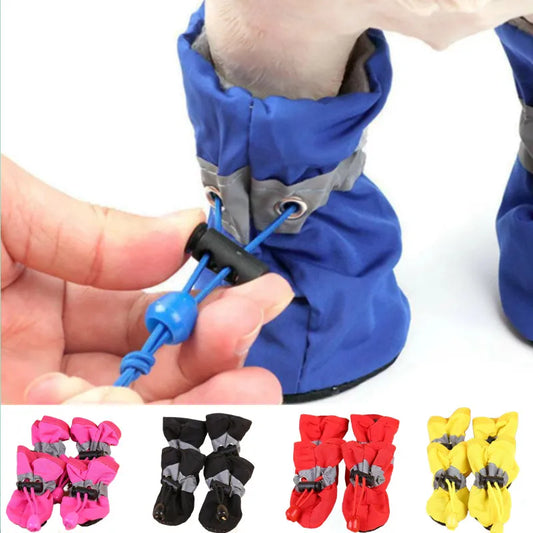 4pcs Waterproof Anti-slip Pet Dog Shoes for Small Cats & Dogs