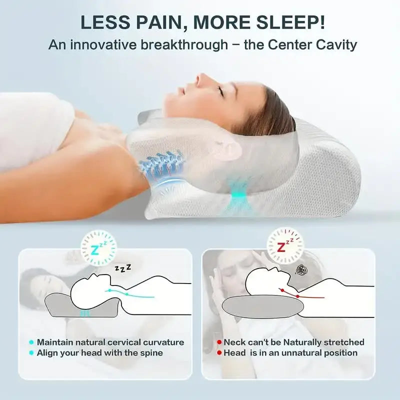 Butterfly Sleep Memory Neck Pillow: Slow Rebound Foam for Comfortable Orthopedic Support