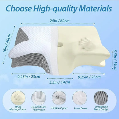 Butterfly Sleep Memory Neck Pillow: Slow Rebound Foam for Comfortable Orthopedic Support