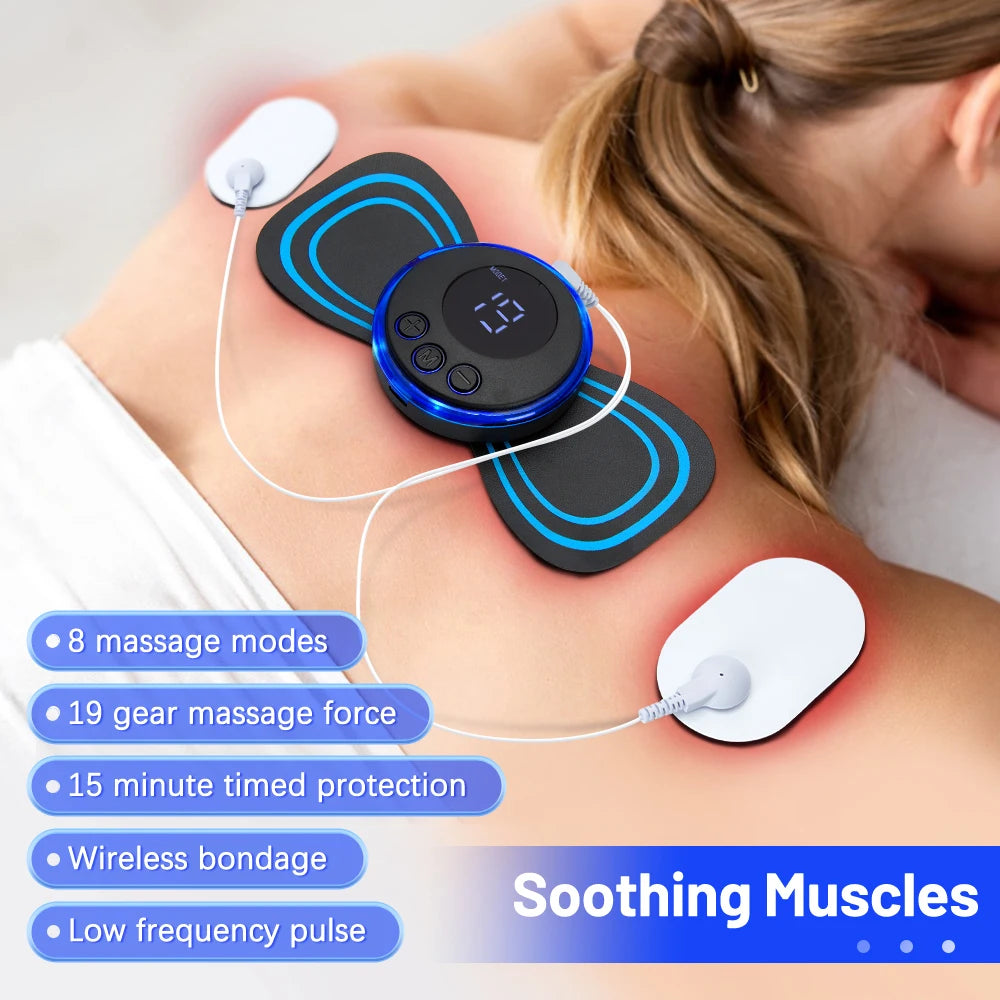 Neck Massager with EMS Muscle Stimulation: Electric Cervical Massage Patch for Pain Relief