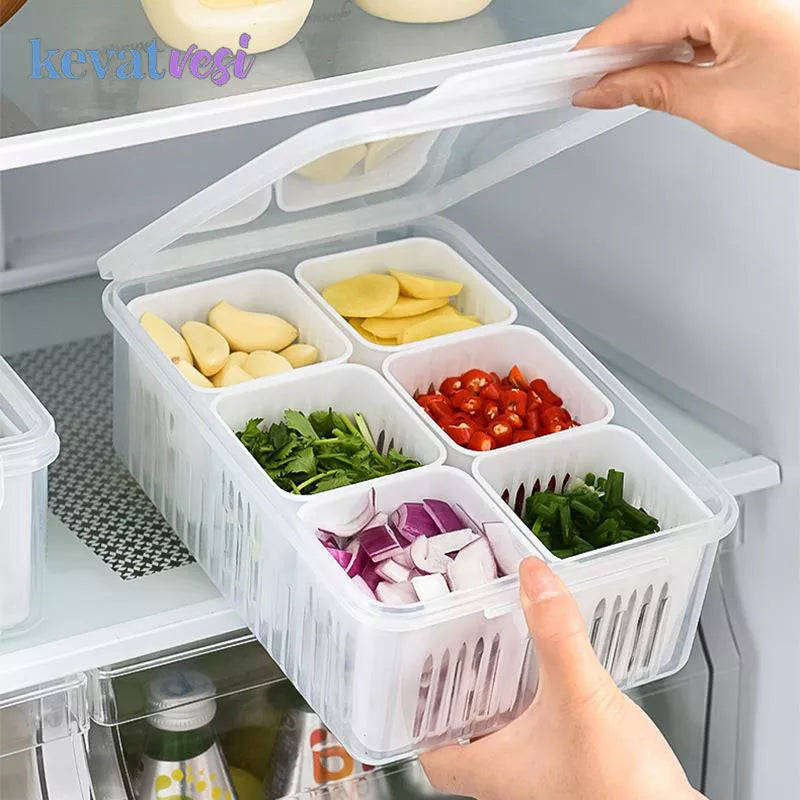 Refrigerator Storage Box: Clear Crisper Organizer for Food, Vegetables, and Fruits