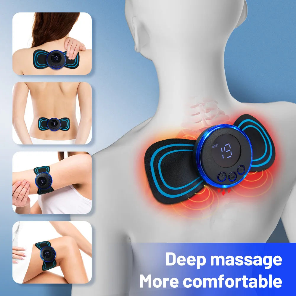 Neck Massager with EMS Muscle Stimulation: Electric Cervical Massage Patch for Pain Relief